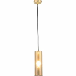 Sklep Kaja Lampa wisząca z bursztynowym kloszem P011PL-01G GIOIA | Kaja Discount