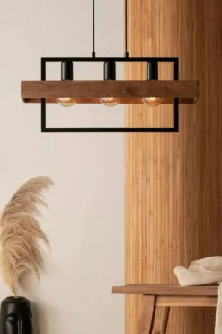 Sklep Kaja Lampa wisząca z dodatkiem drewna, nad stół SIG 32217 z serii ROBIN Shop
