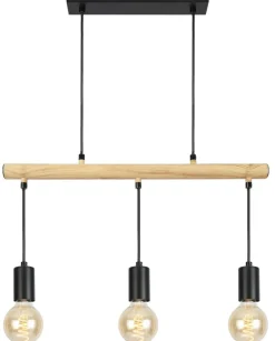 Sklep Kaja Lampa wisząca z drewnianą belką, nad stół 33-78063 IZZY | Kaja czarny Store