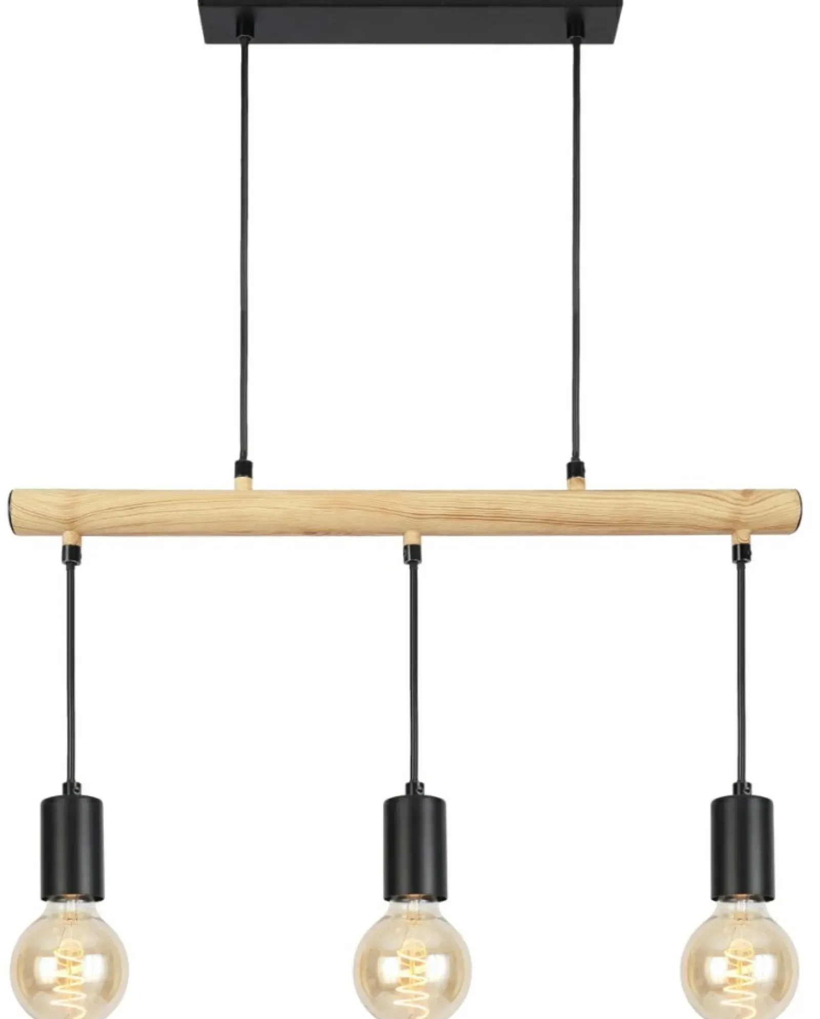 Sklep Kaja Lampa wisząca z drewnianą belką, nad stół 33-78063 IZZY | Kaja czarny Store