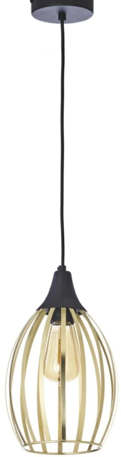 Sklep Kaja Lampa wisząca z drucianym kloszem TK 2816 LIZA GOLD | Kaja Oświetlenie czarny Outlet