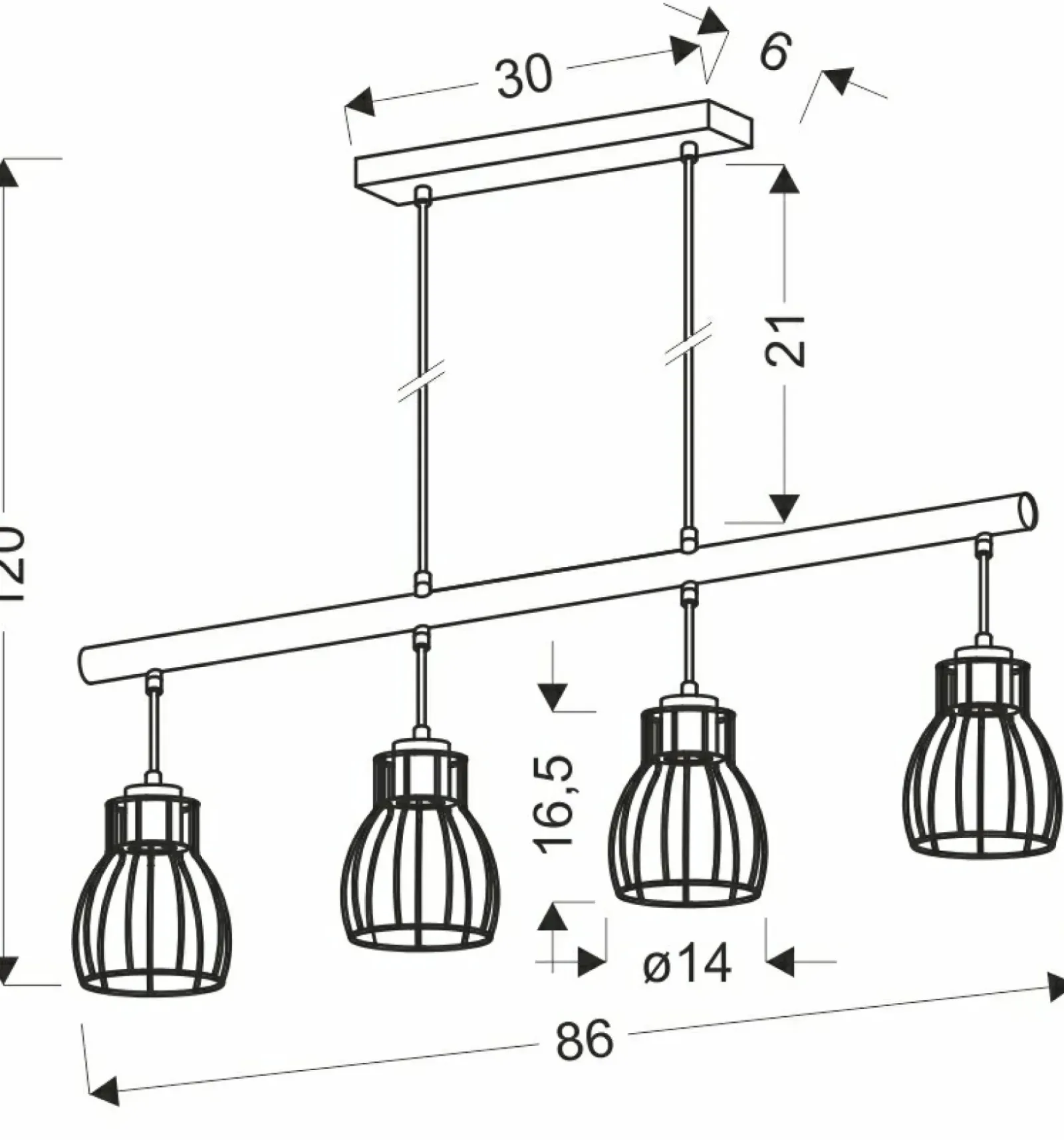 Sklep Kaja Lampa wisząca z drucianymi kloszami 34-78117 BERNITA | Kaja czarny Discount