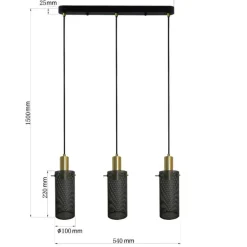 Sklep Kaja Lampa wisząca z drucianymi kloszami LP-945/3L BK TIRANA | Kaja Discount