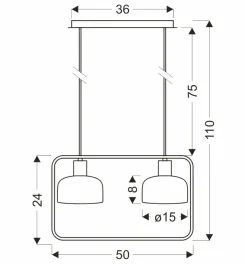 Sklep Kaja Lampa wisząca z dwoma kloszami w ramce 32-26811 ZODIAC | Kaja Outlet