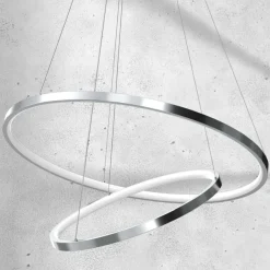 Sklep Kaja Lampa wisząca z dwoma okręgami, kolor chrom ML7943 z serii ROTONDA | Kaja Oświet Store