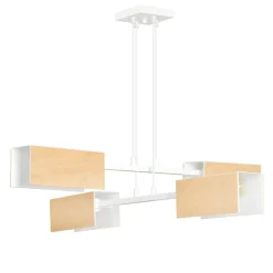 Sklep Kaja Lampa wisząca z elementami drewna, do salonu 617/4 ZAPER | Kaja biały Store