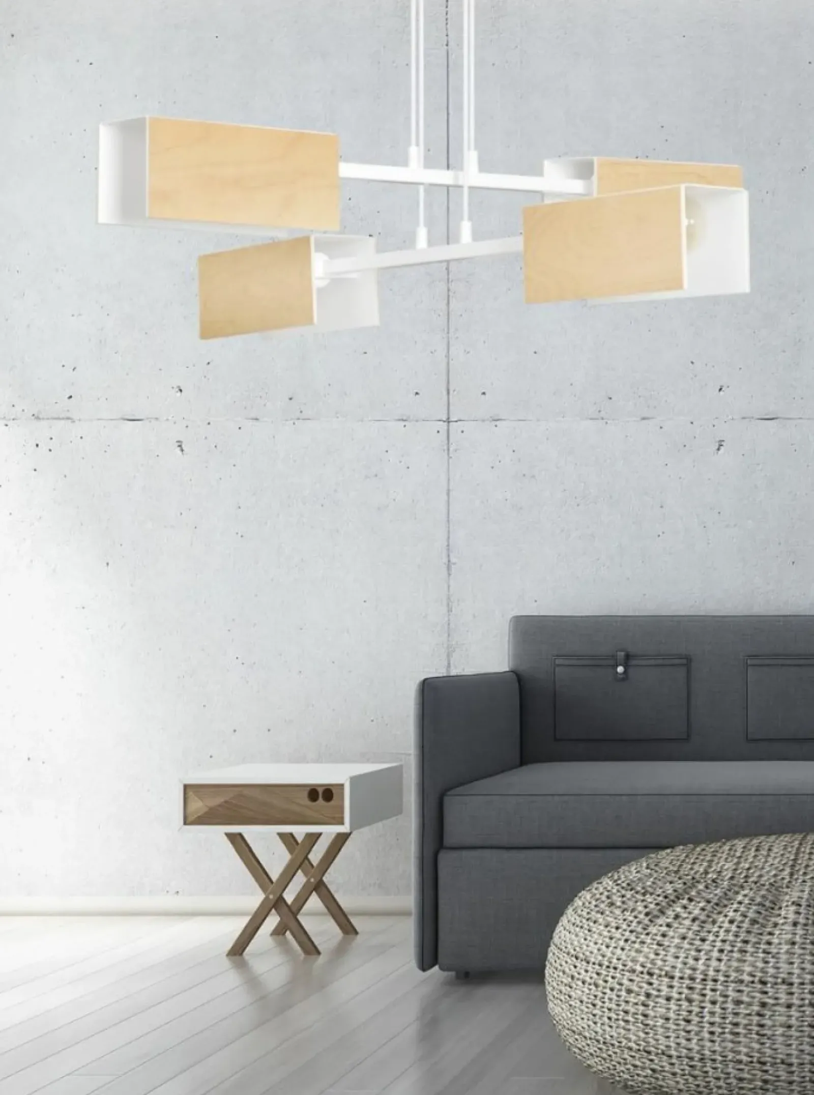 Sklep Kaja Lampa wisząca z elementami drewna, do salonu 617/4 ZAPER | Kaja biały Store
