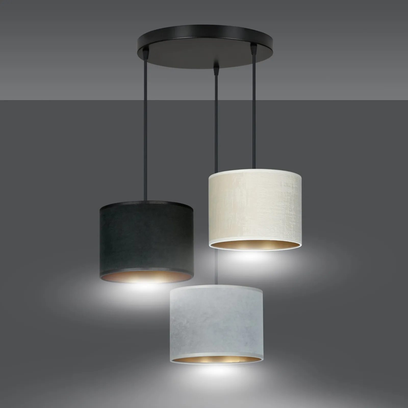 Sklep Kaja Lampa wisząca z kaskadą abażurów 1055/3PREM HILDE PREMIUM | Kaja* Żyrandole Z Abażurem