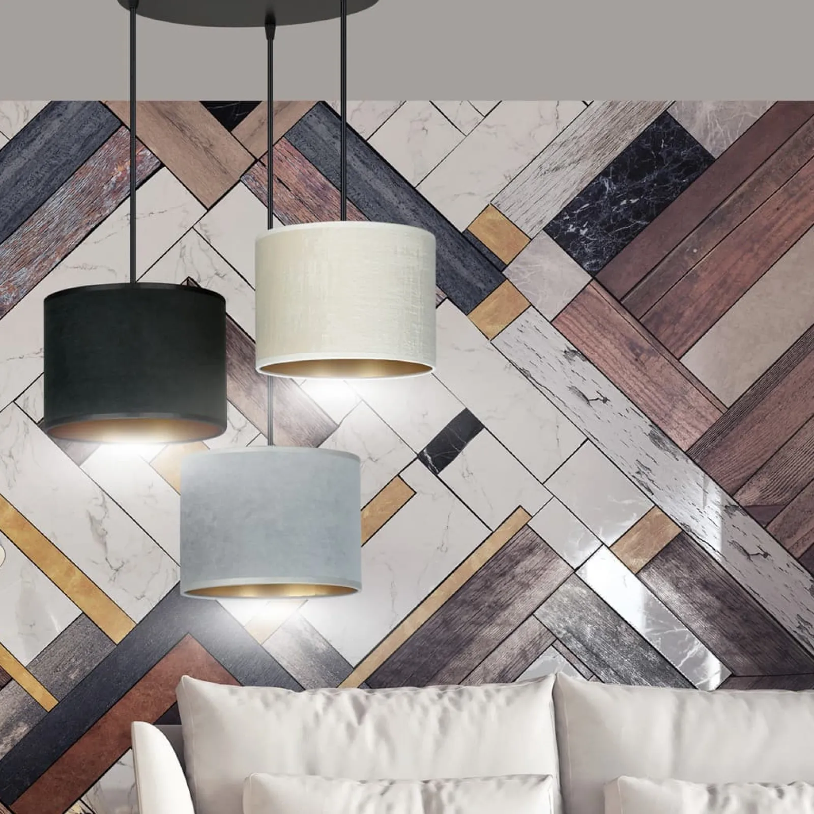 Sklep Kaja Lampa wisząca z kaskadą abażurów 1055/3PREM HILDE PREMIUM | Kaja* Żyrandole Z Abażurem