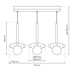 Sklep Kaja Lampa wisząca z kloszami i czarnymi przysłonami MLP8914 z serii FUTURA | Kaja Oś Flash Sale