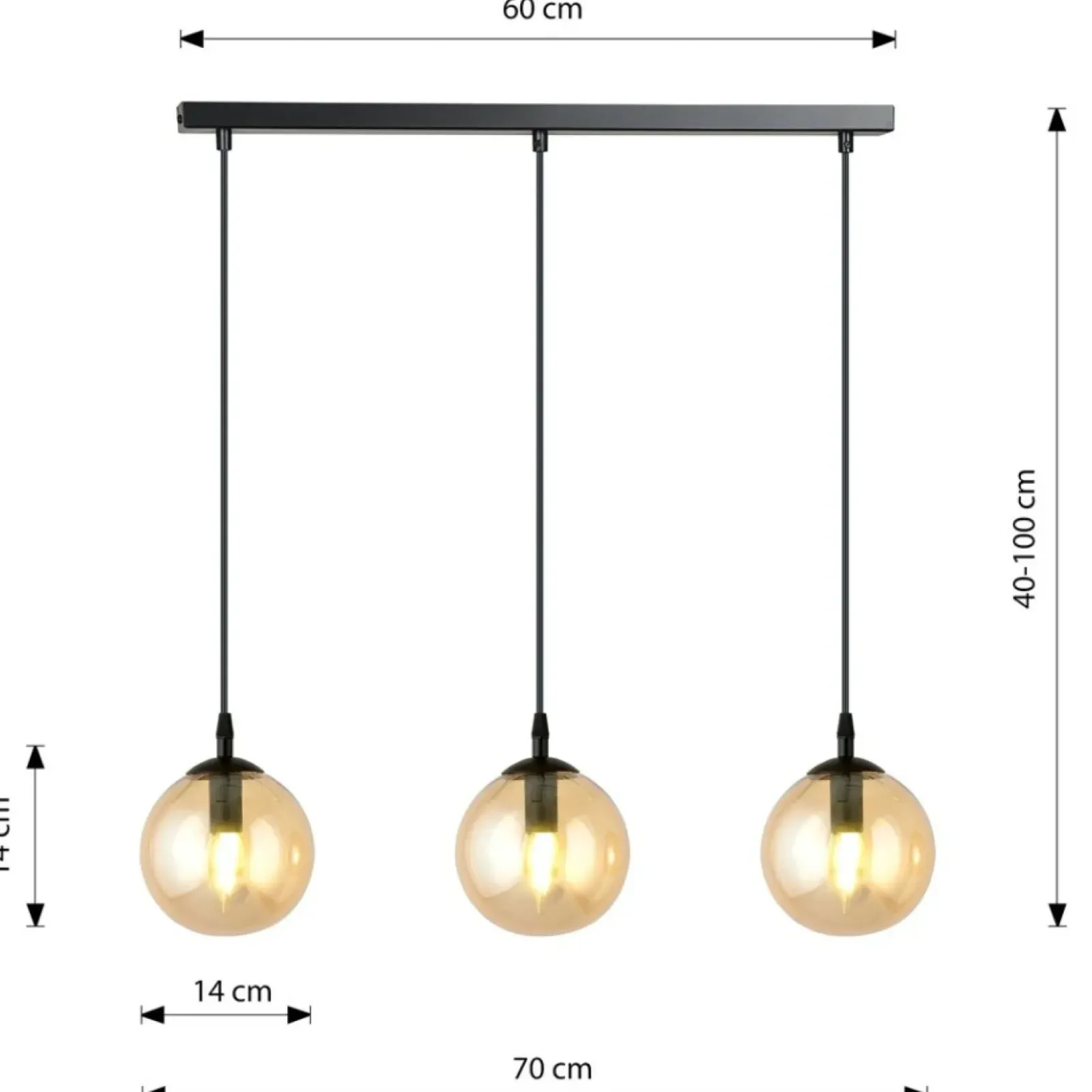 Sklep Kaja Lampa wisząca z kloszami z regulacją wysokości 713/3 | Kaja Sale