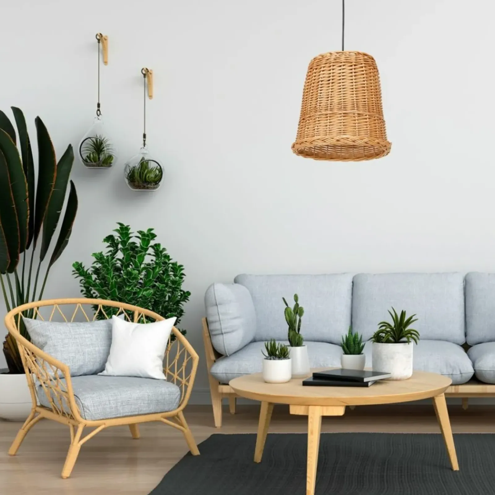 Sklep Kaja Lampa wisząca z kloszem z naturalnego materiału MLP7990 z serii VIMINI | Kaja Oś Fashion