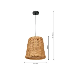 Sklep Kaja Lampa wisząca z kloszem z naturalnego materiału MLP7990 z serii VIMINI | Kaja Oś Fashion