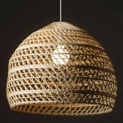 Sklep Kaja Lampa wisząca z kopułowym, plecionym abażurem 11152 BOHO | Kaja Outlet