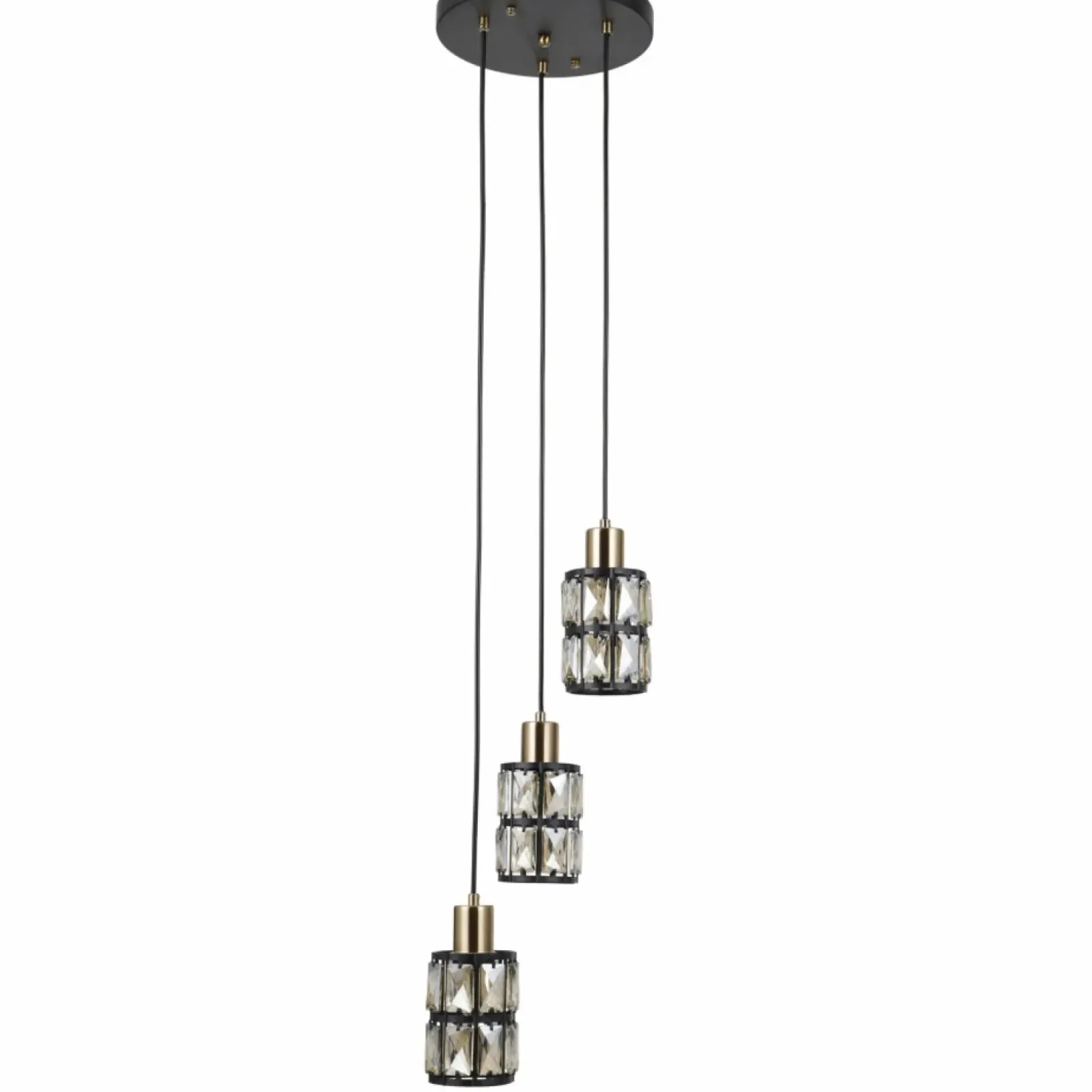 Sklep Kaja Lampa wisząca z kryształowymi kloszami PND-44236-3-BK-GD z serii MENFI Outlet