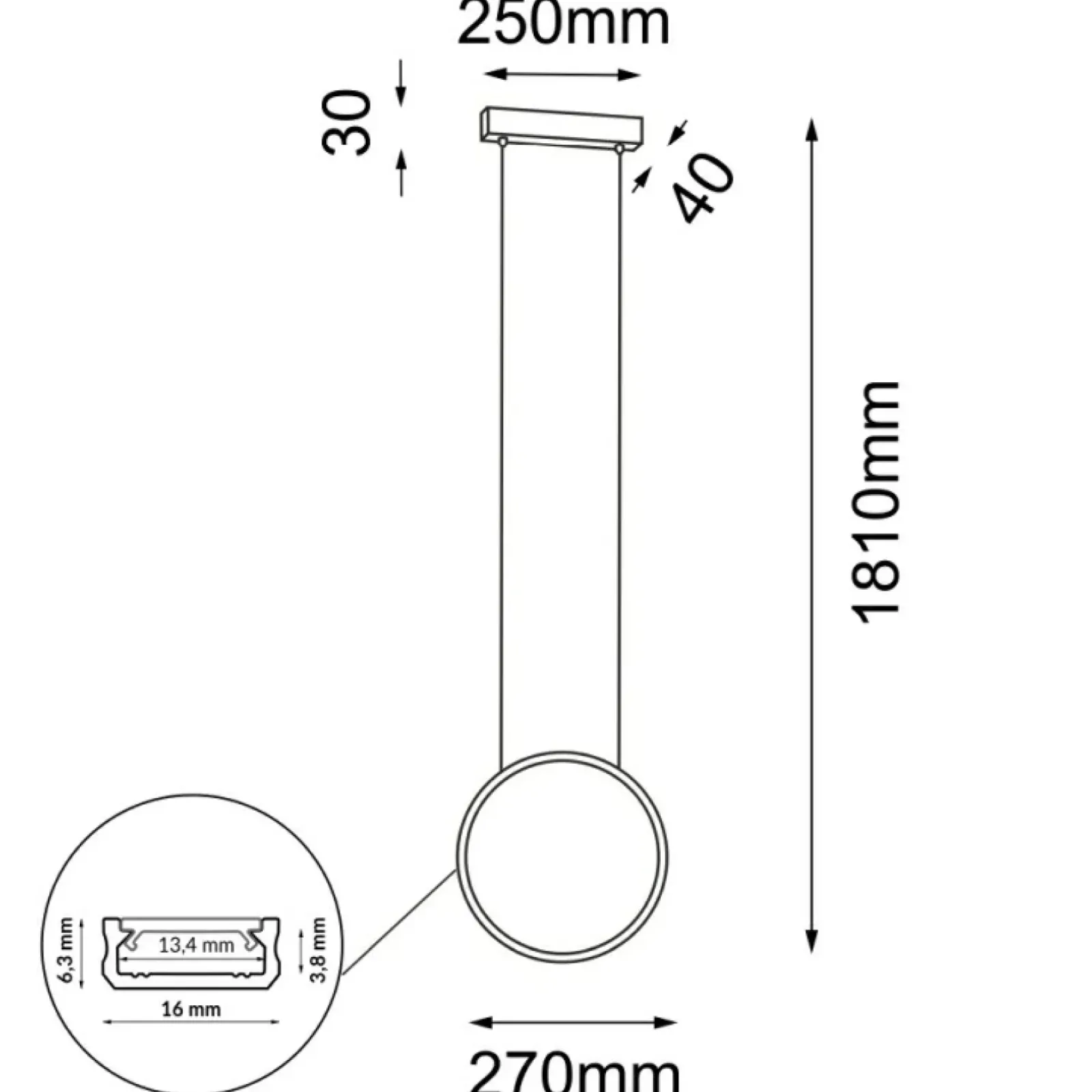 Sklep Kaja Lampa wisząca z małą obręczą LED ⌀27cm 3000K ANT 5306 AGARO | Kaja Store