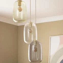 Sklep Kaja Lampa wisząca z obłymi, szklanymi kloszami ABR-3SKCLA CLARO | Kaja złoty Outlet