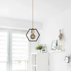 Sklep Kaja Lampa wisząca z ozdobną ramką heksagon K-4720 HONEY | Kaja Oświetlenie Shop