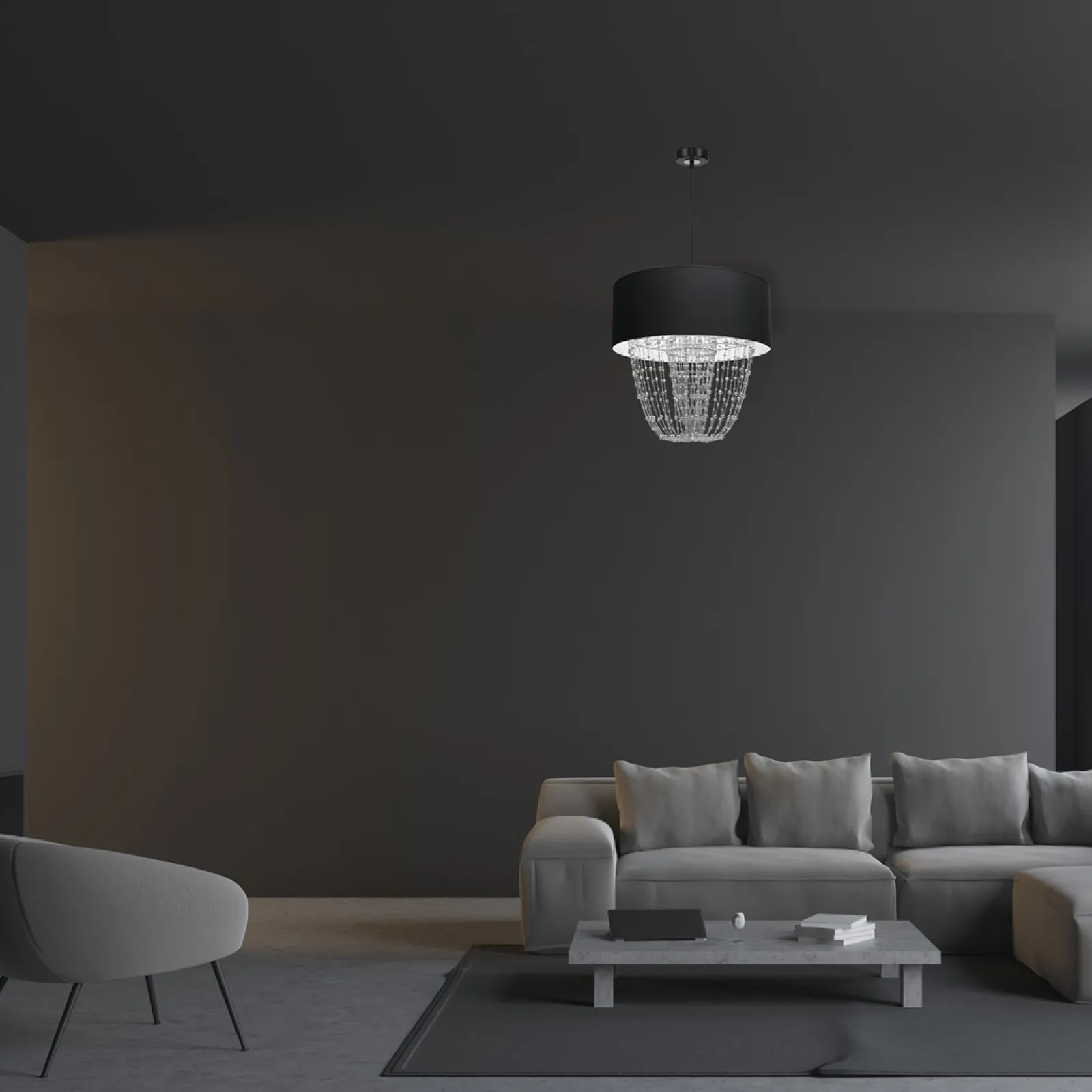 Sklep Kaja Lampa wisząca z ozdobnymi kryształkami MLP6432 z serii ALMERIA | Kaja Oświetleni* Żyrandole Z Abażurem