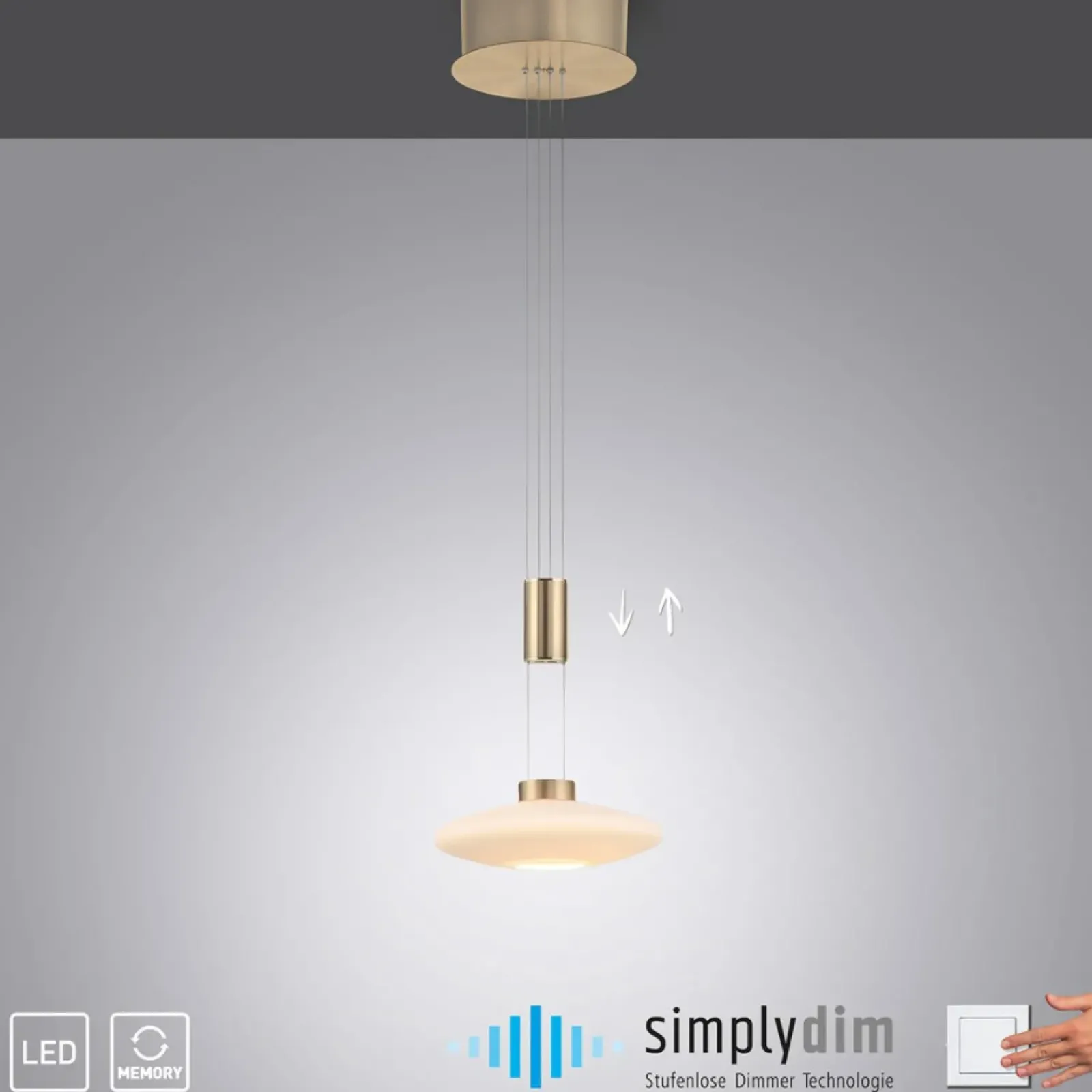 Sklep Kaja Lampa wisząca z pamięcią po wyłączeniu 2080-60 z serii LAUTADA | Kaja mosiądz Store