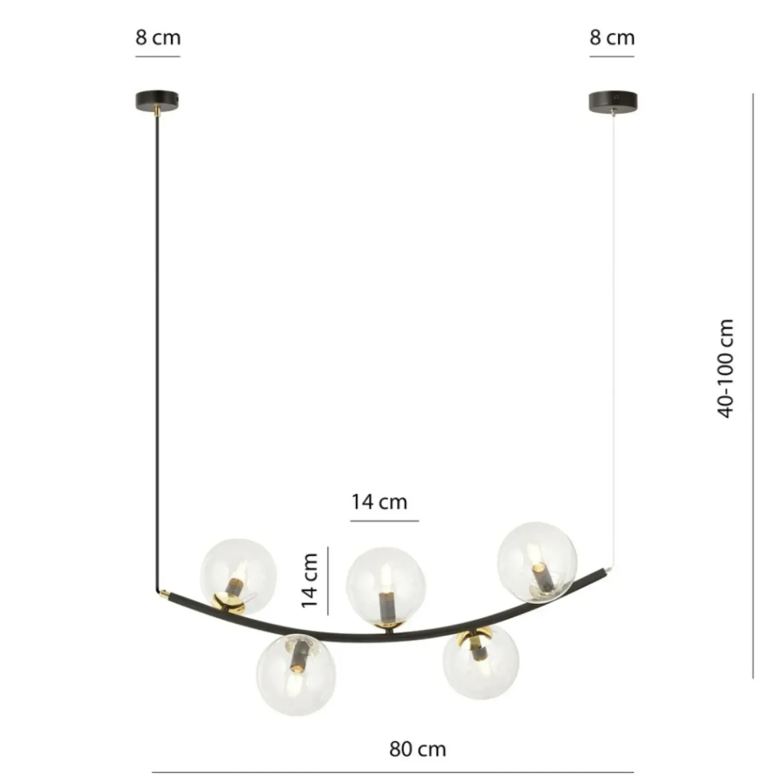 Sklep Kaja Lampa wisząca z pięcioma przezroczystymi kloszami 1296/5 z serii RITZ Best Sale