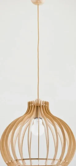Sklep Kaja Lampa wisząca z pękatym, drewnianym kloszem AL 60023 | Kaja Sale