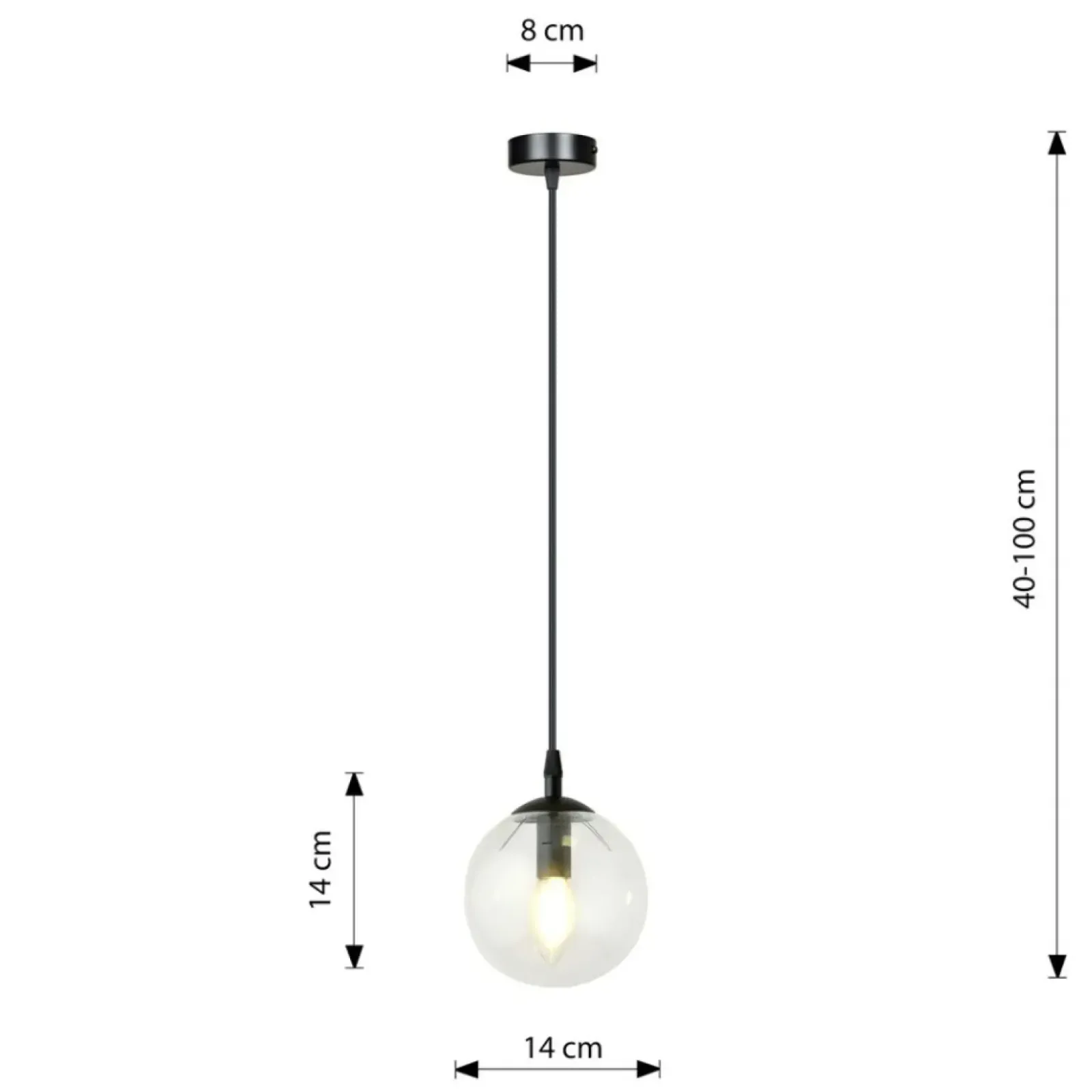Sklep Kaja Lampa wisząca z przezroczystym kulistym kloszem 711/1 | Kaja Flash Sale