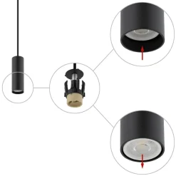 Sklep Kaja Lampa wisząca z punktowym zwisem, tuba 12,5cm 10765 FOURTY | Kaja czarny Online