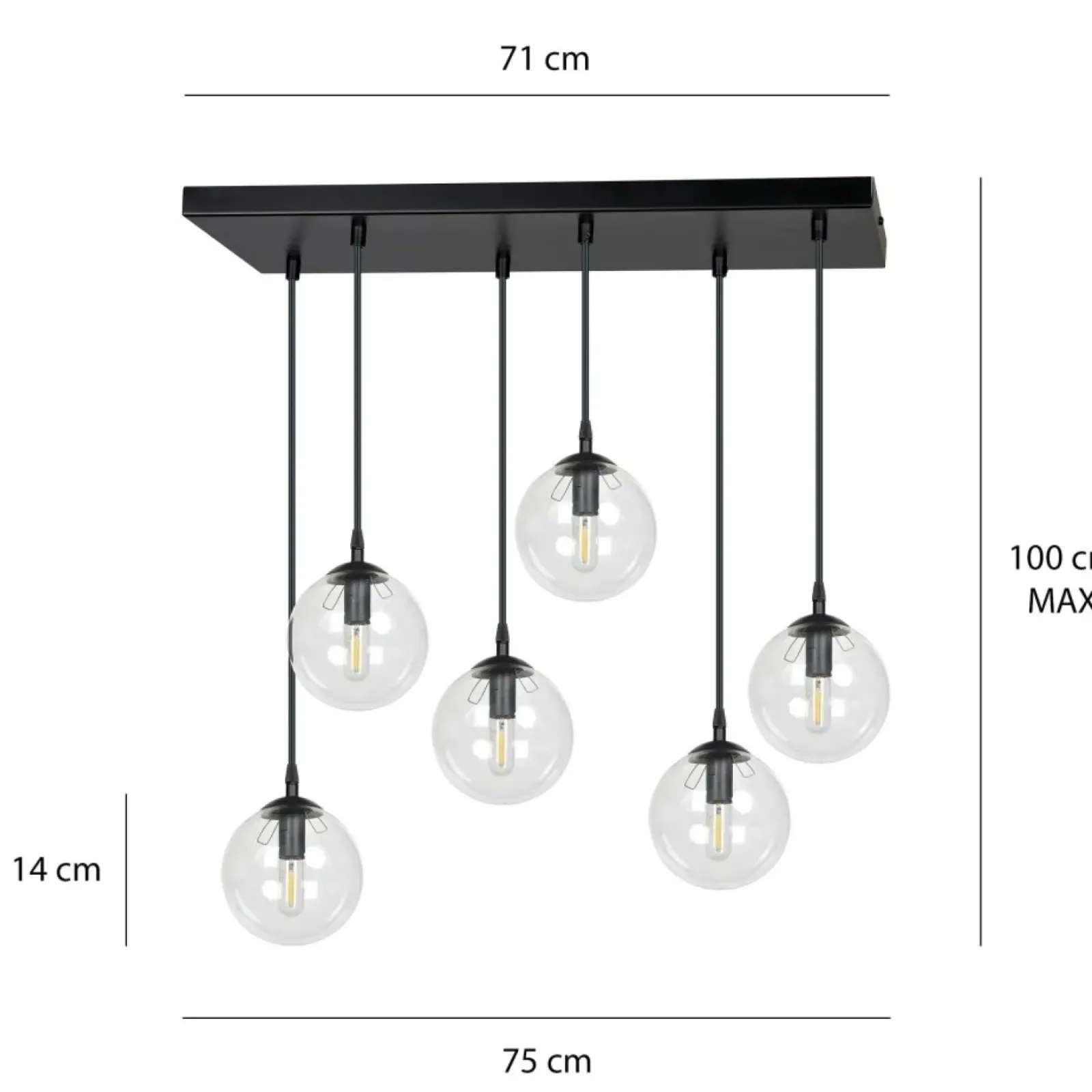 Sklep Kaja Lampa wisząca z regulacją wysokości kloszy 711/6 | Kaja Oświetlenie Shop