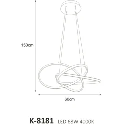 Sklep Kaja Lampa wisząca z regulowaną wysokością, LED 68W K-8181 z serii BALTO | Kaja Oświe chrom Shop