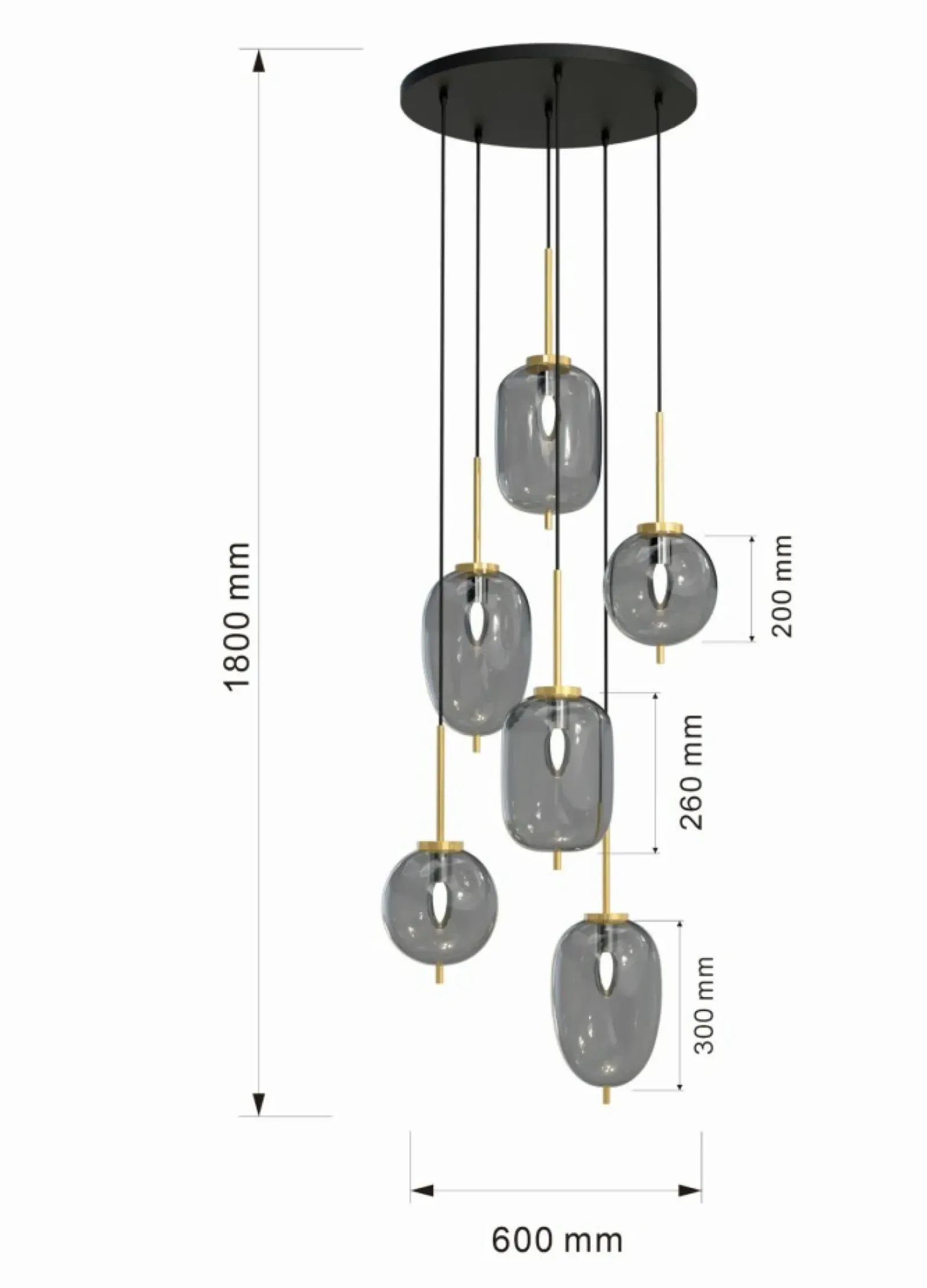 Sklep Kaja Lampa wisząca z różnymi kloszami WF 5007-502 BELLEVILLE | Kaja Best Sale