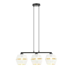 Sklep Kaja Lampa wisząca z trzema biało-złotymi abażurami 1182/3 z serii PIANO* Żyrandole Z Abażurem