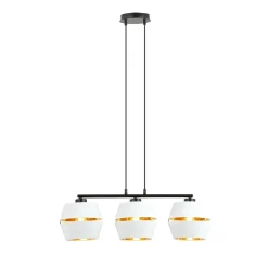Sklep Kaja Lampa wisząca z trzema biało-złotymi abażurami 1182/3 z serii PIANO* Żyrandole Z Abażurem