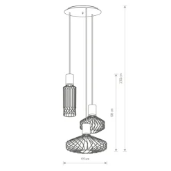Sklep Kaja Lampa wisząca z trzema drucianymi kloszami 8863 | Kaja Oświetlenie czarny Outlet