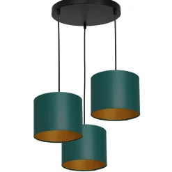 Sklep Kaja Lampa wisząca z trzema zielono-złotymi abażurami LX 3551 z serii ARDEN* Żyrandole Z Abażurem
