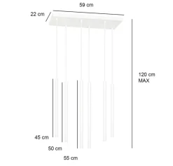 Sklep Kaja Lampa wisząca z tubami na podsufitce 552/6 | Kaja Oświetlenie czarny Outlet