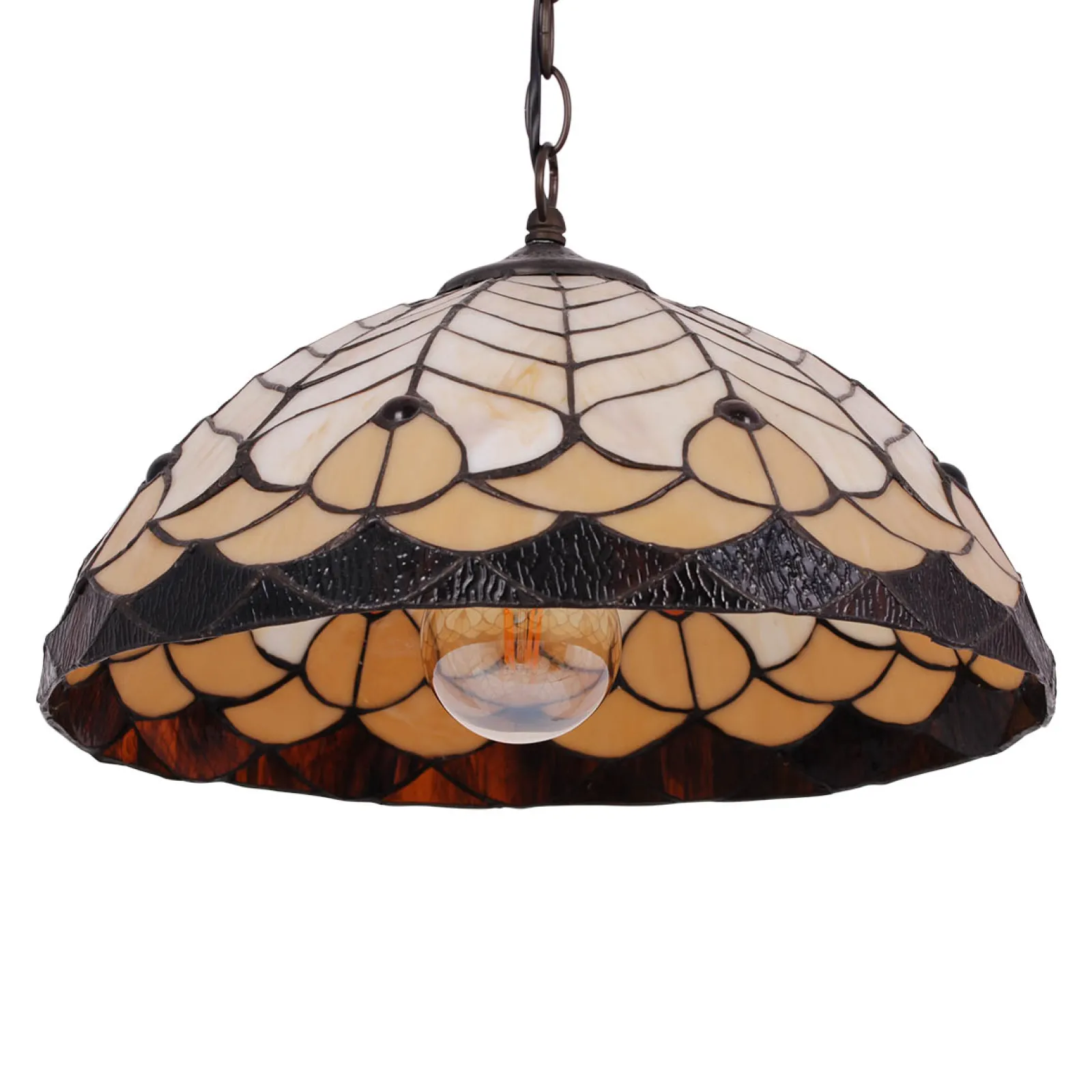 Sklep Kaja Lampa wisząca z witrażowym kloszem K-P161551 SARGAN | Kaja Oświetlenie* Randole Tradycyjne|Lampy Wiszące Witrażowe