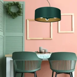 Sklep Kaja Lampa wisząca, zielono-złota, na trzy żarówki MLP7879 z serii VERDE | Kaja Oświe Discount