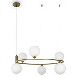 Sklep Kaja Lampa wisząca, złota obręcz z kloszami MOD013PL-06BS1 z serii RING mosiądz Outlet