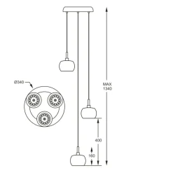 Sklep Kaja Lampa z 3 dekoracyjnymi kloszami P0076-03M-B5FZ CRYSTAL | Kaja Cheap