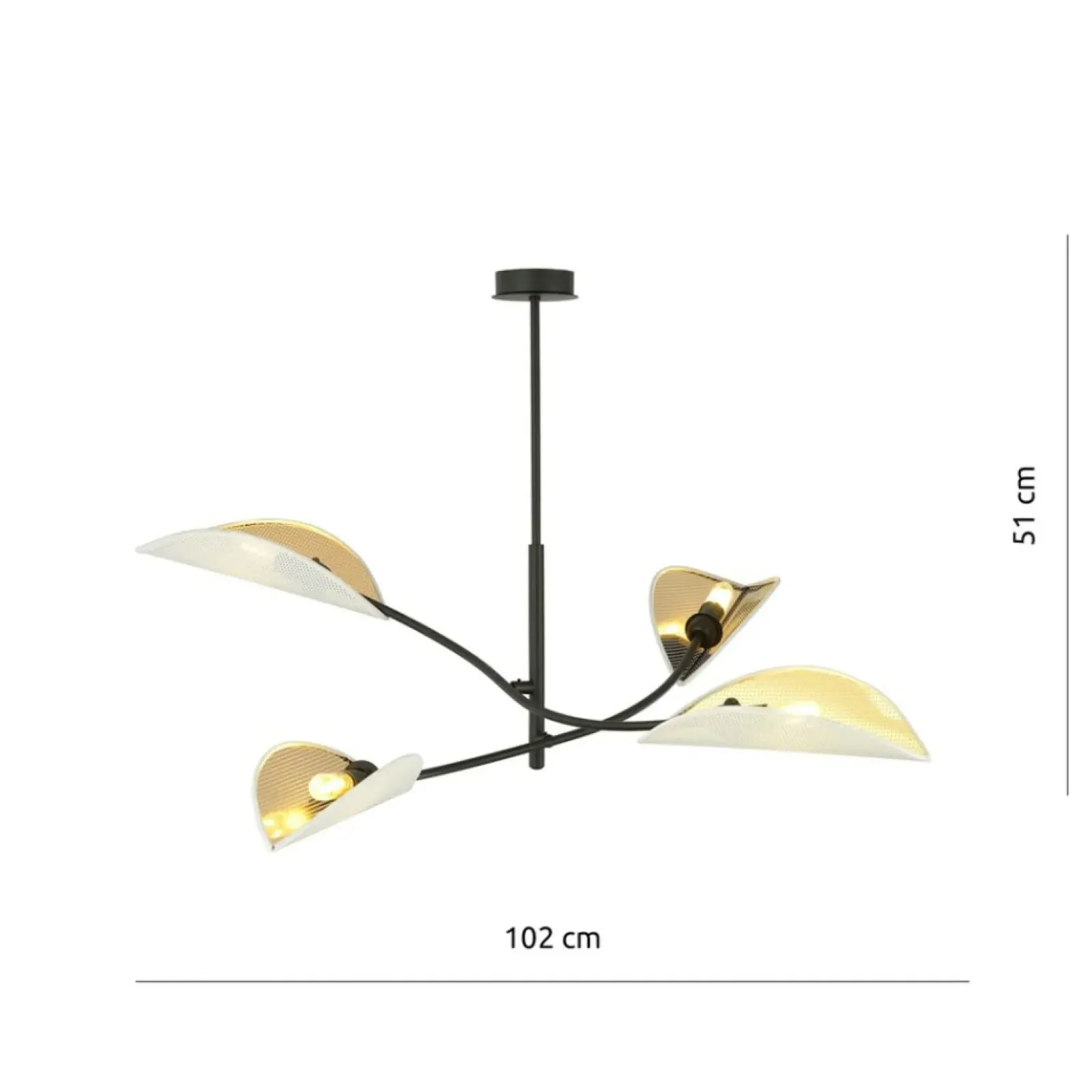 Sklep Kaja Lampa z biało-złotymi, otwartymi abażurami 1107/4 LOTUS | Kaja Fashion