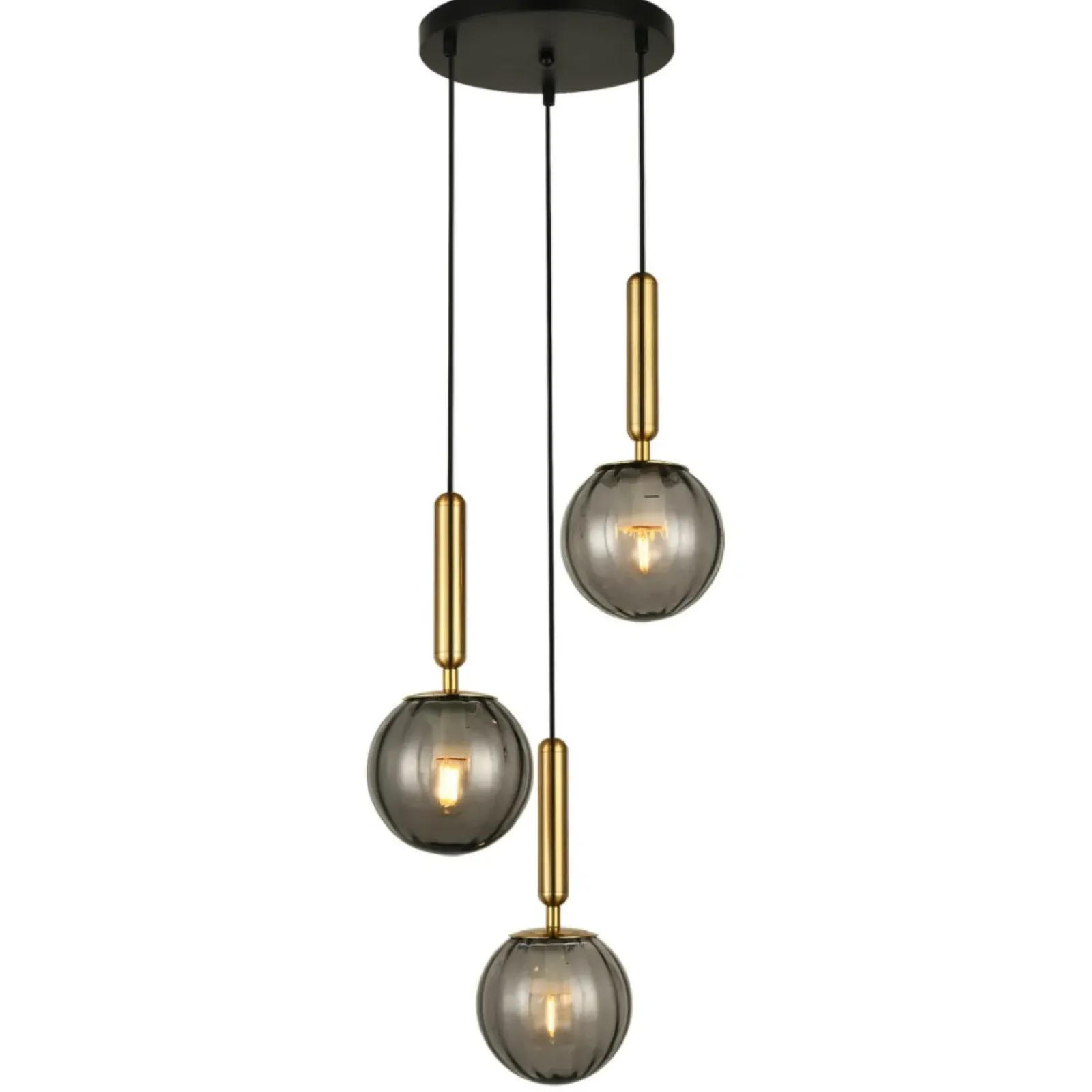Sklep Kaja Lampa z ciemnymi kulami PND-2324-3A BRO+SG RAVENA | Kaja Oświetlenie Store