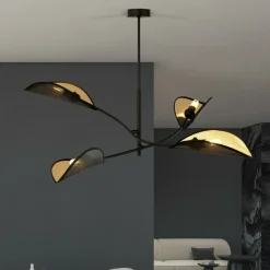 Sklep Kaja Lampa z czarno-złotymi, otwartymi abażurami 1106/4 LOTUS | Kaja Shop