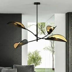 Sklep Kaja Lampa z czarno-złotymi, otwartymi abażurami 1106/4 LOTUS | Kaja Shop