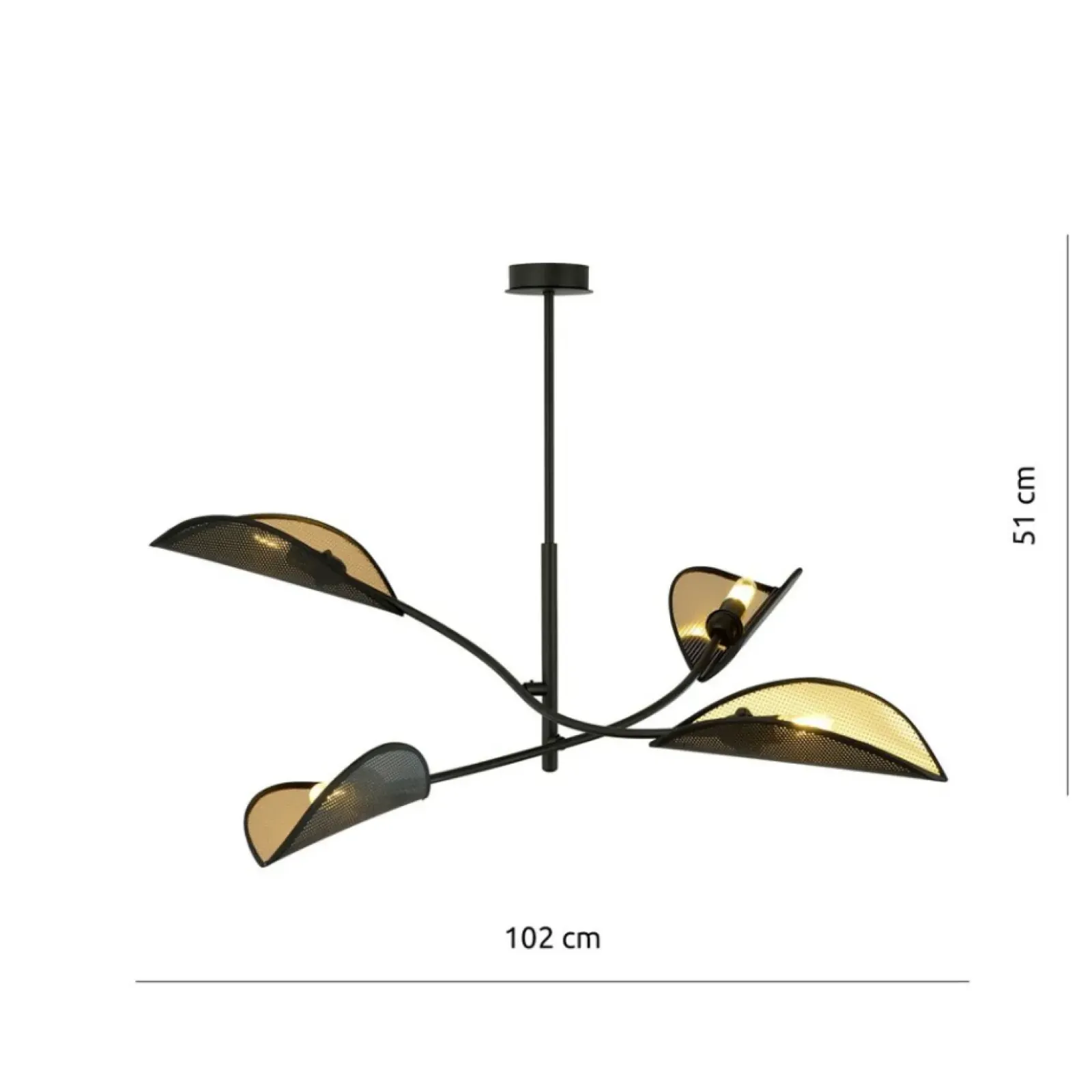 Sklep Kaja Lampa z czarno-złotymi, otwartymi abażurami 1106/4 LOTUS | Kaja Shop