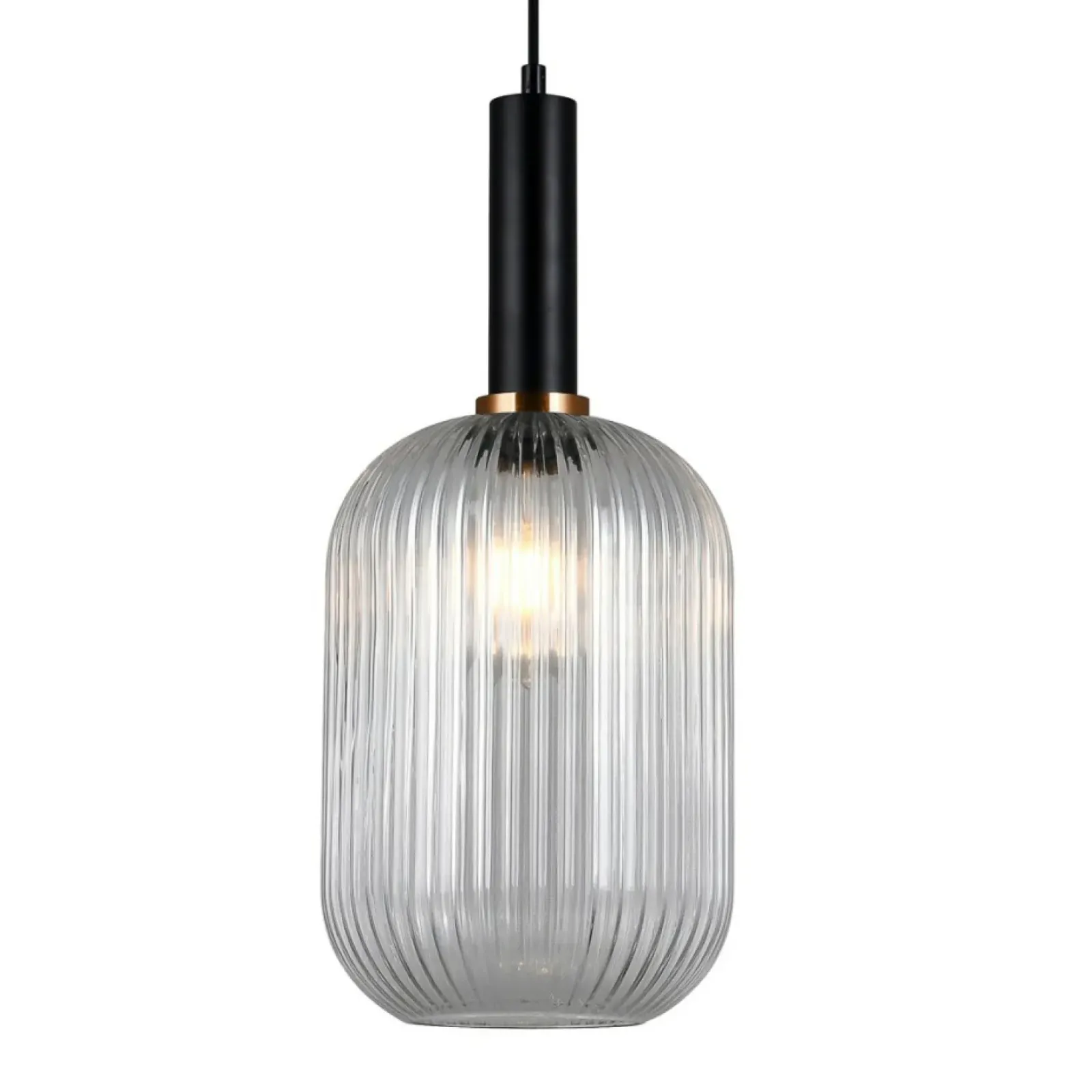 Sklep Kaja Lampa z dekoracyjnym kloszem PND-5588-1L-BK+CL ANTIOLA | Kaja Fashion