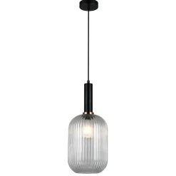 Sklep Kaja Lampa z dekoracyjnym kloszem PND-5588-1L-BK+CL ANTIOLA | Kaja Fashion