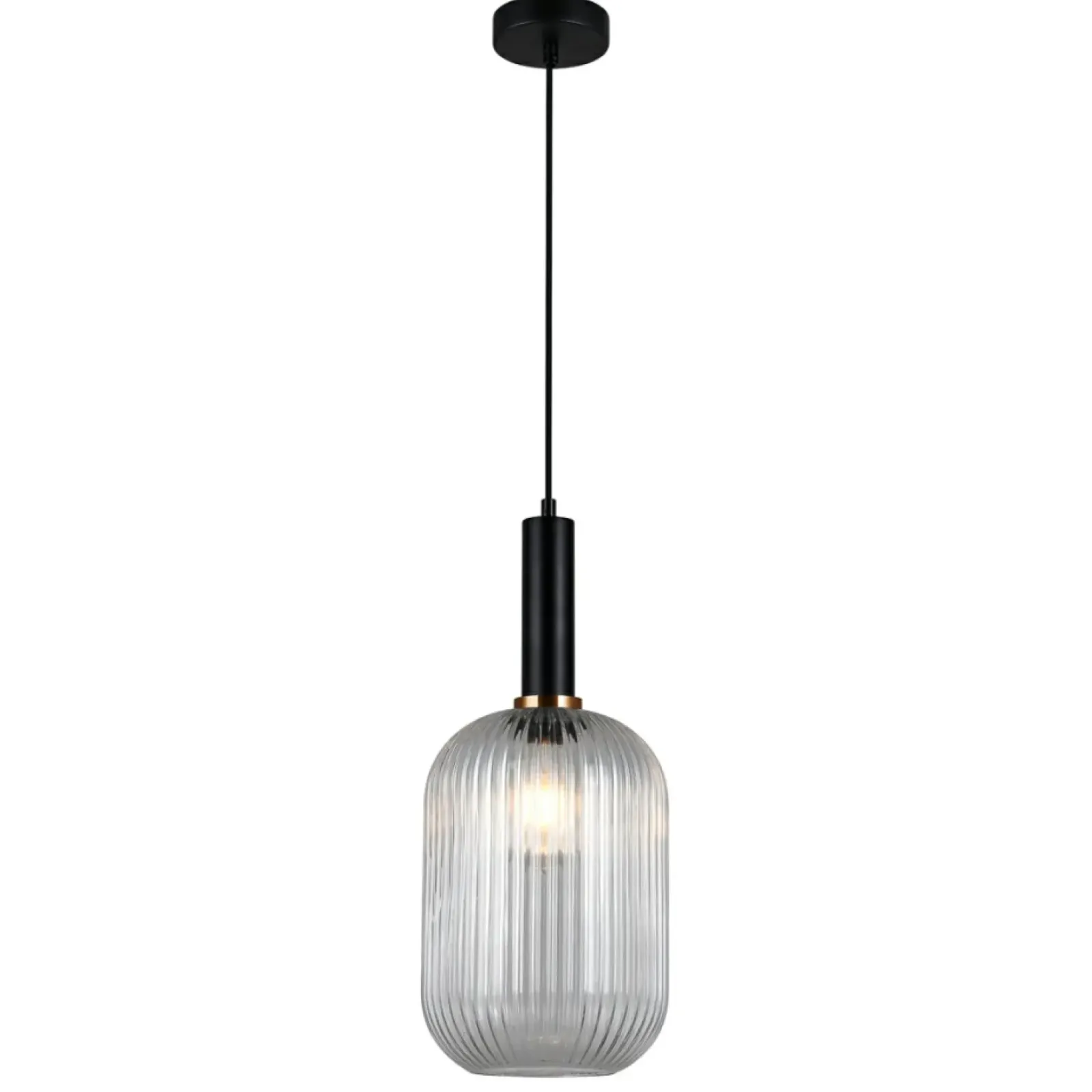 Sklep Kaja Lampa z dekoracyjnym kloszem PND-5588-1L-BK+CL ANTIOLA | Kaja Fashion