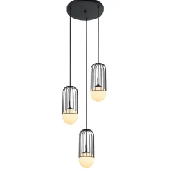Sklep Kaja Lampa z drucianymi kloszami na zwisach MDM-3939/3 BK MATTY | Kaja Clearance