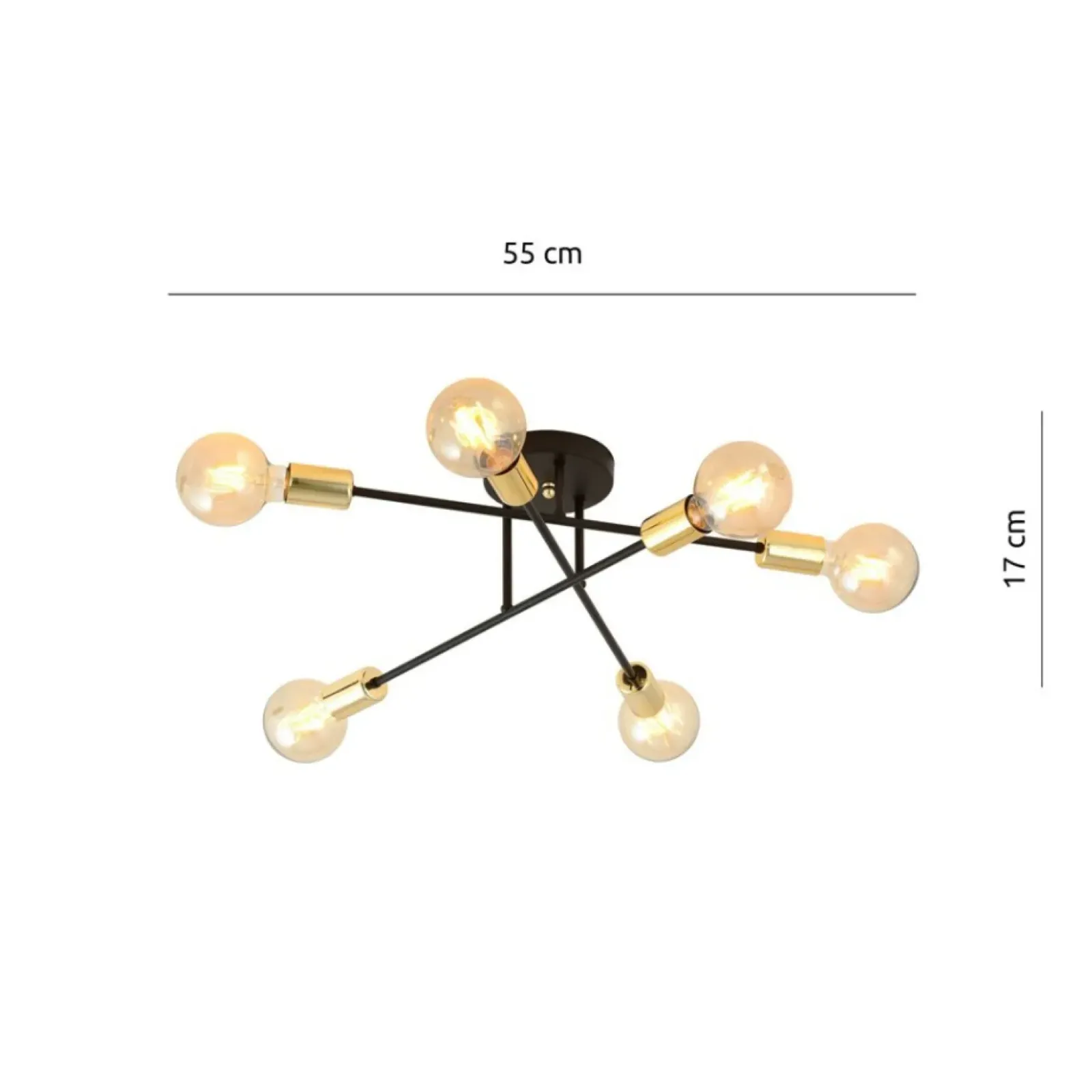 Sklep Kaja Lampa z odsłoniętymi żarówkami - czarno-złota 1175/6B z serii VEKEN Shop